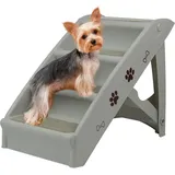 Hundetreppe Klappbare Haustiertreppe 49cm Hoch Katzentreppe Bett mit 4 Rutschfesten Stufen Hunderampe Belastbarkeit bis zu 75kg Tiertreppe Grau Naizy