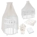 Waldin Babybett OWAL Kinderbett 7in1 mit Matratze, mitwachsendes Kinder-Bett