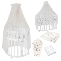 Waldin Babybett OWAL Kinderbett 7in1 mit Matratze, mitwachsendes Kinder-Bett