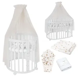 Waldin Babybett OWAL Kinderbett 7in1 mit Matratze, mitwachsendes Kinder-Bett