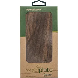 InLine woodplate, USB Powerbank 5.000mAh, mit LED Status Anzeige, Echtholz, Walnuss, 2.1A Ausgabe
