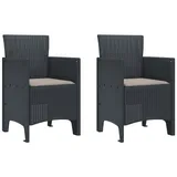 vidaXL Gartenstühle mit Kissen 2 Stk. Anthrazit Poly Rattan