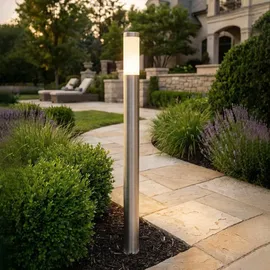 QAZQA Außenleuchte Stahl 110 cm inkl. E27 LED-Lampe silber