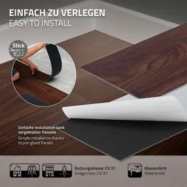 ML-Design PVC Bodenbelag, Selbstklebende 91,5x15,3 cm 32 Dielen Rot-Braun Nuss