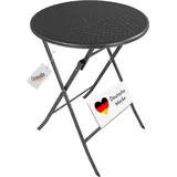 Lemodo Klapptisch rund, Rattan-Optik, 60 cm, Balkontisch, klappbar braun