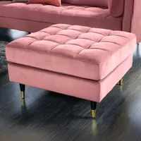 LEBENSwohnART Moderner Hocker COMFORT 80cm alt-rosa Samt Taschenfederkern