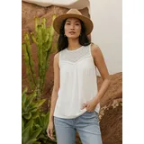 TAMARIS Spitzentop TAMARIS, Damen, Gr. 38, weiß, Single Jersey, Obermaterial: 95% Viskose, 5% Elasthan, unifarben, ausgestellt hüftlang, Rundhals, Tops Spitzentop, aus Viskose