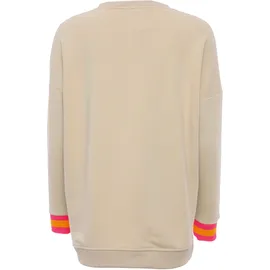 Zwillingsherz Hoodie "Positive Mind", Damen, Gr. L/XL, beige, Sweatware, Obermaterial: 50% Baumwolle, 50% Polyester, unifarben, bequem hüftlang, V-Ausschnitt, Sweatshirts Hoodie, neonfarbenen Bündchen, V-Ausschnitt, Seitenschlitze, Langarm
