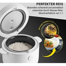 N8WERK Digitaler Reiskocher 2 Liter Fassungsvermögen | 5 Programme | Touch-Display ohne Anhaften & Überkochen automatische Warmhaltefunktion & Überhitzungsschutz inkl. Dampfgarer-Einsatz