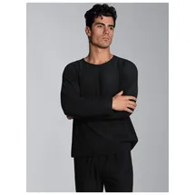 TRIGEMA Strickfleece-Pullover TRIGEMA "TRIGEMA Fleece–Rundhalsshirt", Herren, Gr. S, schwarz, 100% Polyester, Basic, Pullover