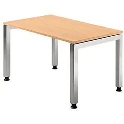 HAMMERBACHER Prokura höhenverstellbarer Schreibtisch buche rechteckig, 4-Fuß-Gestell silber 120,0 x 80,0 cm