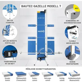 Bautec Styroporschneider GAZELLE 7 » Set inkl. 10 Schneidedrähte , Gerüsthalterung, Schleifraspel » Heißdrahtschneider