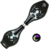 Waveboard mit LED-Lichtern – Streetsurfing Skateboard in Schwarz mit Tragetasche, max. 100 kg belastbar - Schwarz