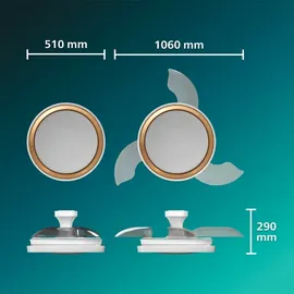Philips Bliss Deckenventilator mit Beleuchtung 106 cm Gold