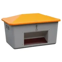 CEMO Streugutbox 1100 Liter mit Entnahme grau/orange