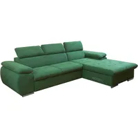 MOEBLO Ecksofa Nilux, Sofa Couch L-Form Polsterecke für Wohnzimmer, Schlafsofa Sofagarnitur Wohnlandschaft, Modernes Ecksofa mit Schlaffunktion, Bettkasten & verstellbaren Kopfstützen – frei im Raum stellbar, mit Bettkasten und Schlaffunktion grün