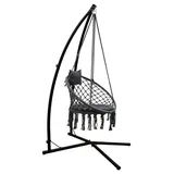 AMANKA Hängestuhlgestell mit Makramee Hängesessel 215cm Boho Hängestuhl bis 120kg grau