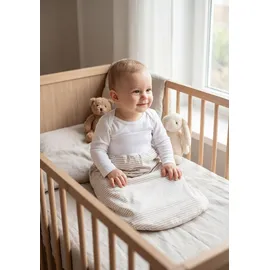TupTam Babyschlafsack TUPTAM "Strampelsack Baby Strampelsack mit breitem Bund Unwattiert" Gr. 6 bis 12, beige (streifen beige), Schlafsäcke, Baby, L: 80cm, Obermaterial: 100% Baumwolle CO., L:80cm