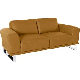 W.Schillig 2-Sitzer W.SCHILLIG "montanaa elegant und edel, bequem, Federkernunterfederung", gelb (kurkuma z69), B:192cm H:78cm T:94cm, Sofas, mit Metallkufen in Chrom glänzend, Breite 192 cm