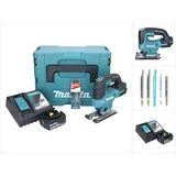 Makita DJV 184 RT1J Akku Stichsäge 18 V Brushless + 1x Akku 5,0 Ah + Ladegerät + 5 tlg. Stichsägeblatt Set + Makpac