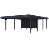 SKANHOLZ Skan Holz Walmdach Carport 630cm inkl. Abstellraum anthrazit schwarze Blende Holzcarport