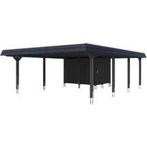 SKANHOLZ Skan Holz Walmdach Carport 630cm inkl. Abstellraum anthrazit schwarze Blende Holzcarport