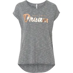 bonprix Longshirt mit hervorgehobener Schrift, grau, 36/38 (S), Viskose