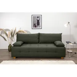 Schlafsofa COLLECTION AB "Bella", grün, B:196cm H:45cm T:96cm, 100%Polyester, Sofas, Schlafsofa,Bettkasten,Bonellfederkern,Rückenkissen,Armlehnenkissen