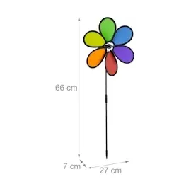 Relaxdays Windrad Blume, 2er Set, Blau,Grün,Schwarz