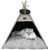 Whiwhi Tipi Zelt für Haustiere Katzenzelt mit Doppelseitiger Plüsch Matte Luxery Hundezelte Hundehöhle Abnehmbar und Waschbar Haustierhäuser 50x50x60cm