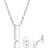 Diamore Elli DIAMONDS Schmuckset Damen Ohrstecker Geo Anhänger Solitär mit Diamant (0.09 ct.) in 925 Sterling Silber