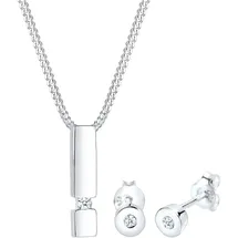 Diamore Elli DIAMONDS Schmuckset Damen Ohrstecker Geo Anhänger Solitär mit Diamant (0.09 ct.) in 925 Sterling Silber