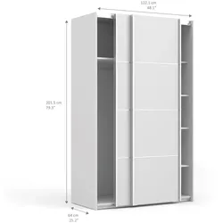 Veto Kleiderschrank 2 Türen breite 122 cm, weiss.