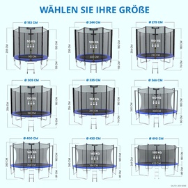 Kinetic Sports Trampolin Outdoor 'Salto Plus' Ø 244 cm – TÜV Rheinland geprüft, Komplett-Set für Kinder, USA Sprungtuch, Netz, Randpolster, Leiter – bis 120 kg, Schwarz