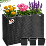 CASARIA Polyrattan Blumentopf Schwarz