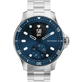 Withings ScanWatch Nova 42 mm blau, FKM-Armband mit Edelstahlschnalle silber