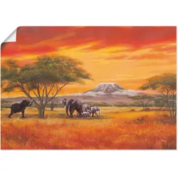 Artland Wandbild »Elefanten«, Elefanten Bilder, (1 St.), als Alubild, Outdoorbild, Leinwandbild, Poster, Wandaufkleber Artland Farbe Bild(er): orange