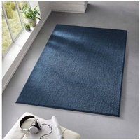 Teppich Kurzflor-Frisee-Teppich Madrid Uni, TaraCarpet, rechteckig, Höhe: 9 mm, uni dunkel-blau Wohnzimmer Schlafzimmer Esszimmer Kinderzimmer 160x220 blau rechteckig - 160 cm x 220 cm x 9 mm