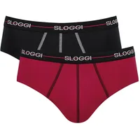 Sloggi Herren Slips 2er Pack Start midi C2P box, Baumwolle Schwarz/Rot S