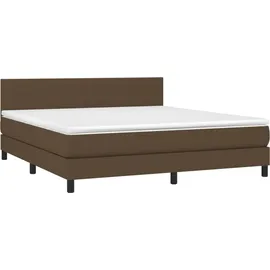 vidaXL Boxspringbett mit Matratze & LED Dunkelbraun 180x200 cm Stoff