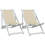 vidaXL Strandstühle 2 Stk. Klappbar Creme Aluminium und Textilene