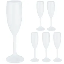 Relaxdays Sektgläser Kunststoff, 6er Set, bruchfest & BPA-frei, Mehrweg Champagner Gläser, 160 ml, Sektbecher, weiß