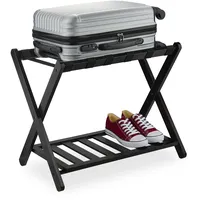 Relaxdays Kofferständer, klappbar, Bambus, HBT: 56x68,5x41,5 cm, Gepäckständer mit