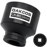 DAKCOS SW 34mm Vielzahn Nuss Schlagschrauber Nuss Kraft Stecknuss | 12 Kant | 12,5 mm (1/2") | CR-MO