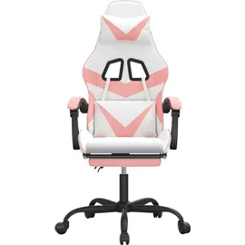 vidaXL Gaming-Stuhl mit Fußstütze Weiß und Rosa