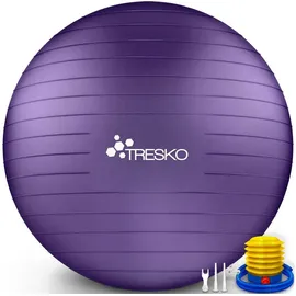 TRESKO Gymnastikball Anti-Burst groß, Ø 85cm, mit Pumpe, lila