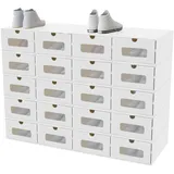 AufuN Schuhboxen aus Kraftpapier mit Deckel & Transparent Sichtfenster, Praktische Schuhaufbewahrung Aufbewahrungsbox Stauraum Organizer für Schuhe (Weiß, 20 Stück)