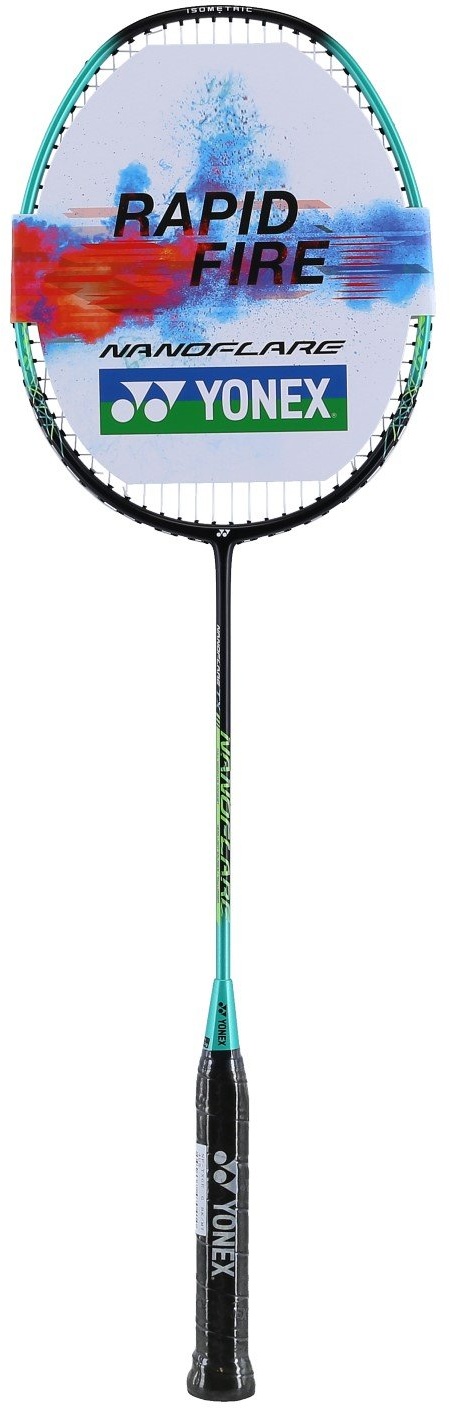 Yonex Badmintonschläger Nanoflare TX (grifflastig, mittel) schwarz/mintgrün - besaitet -