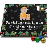 Mr. & Mrs. Panda Schoko Adventskalender Fachlagerist Leidenschaft - Schwarz - Geschenk, Schokoladen Adventskalender, Ausbildung, Dankeschön, Mitar... - Schwarz