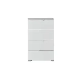 Stella Trading SPICE Kommode in Hochglanz Weiß - Modernes Sideboard mit viel Stauraum für Ihren Wohnbereich - 50 x 80 x 40 cm (B/H/T)